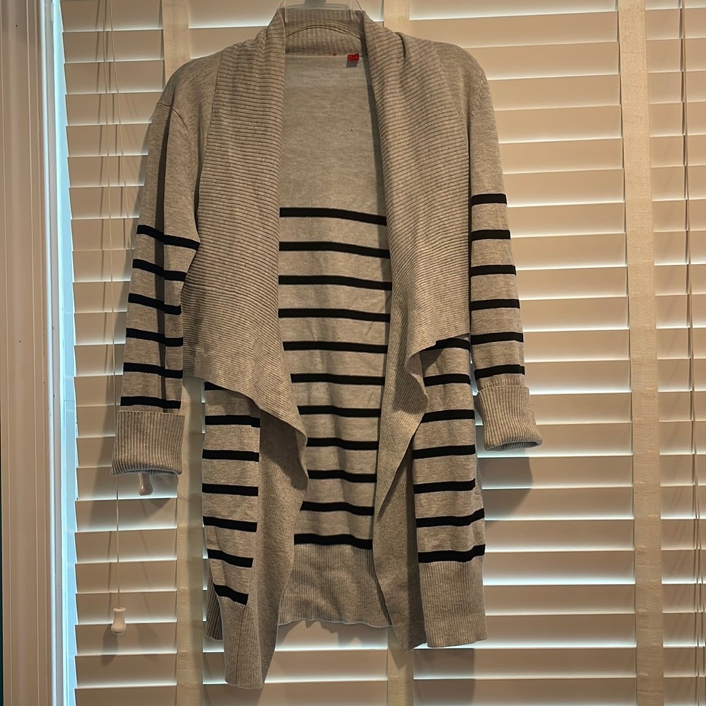 Long Gray striped sweater, size medium